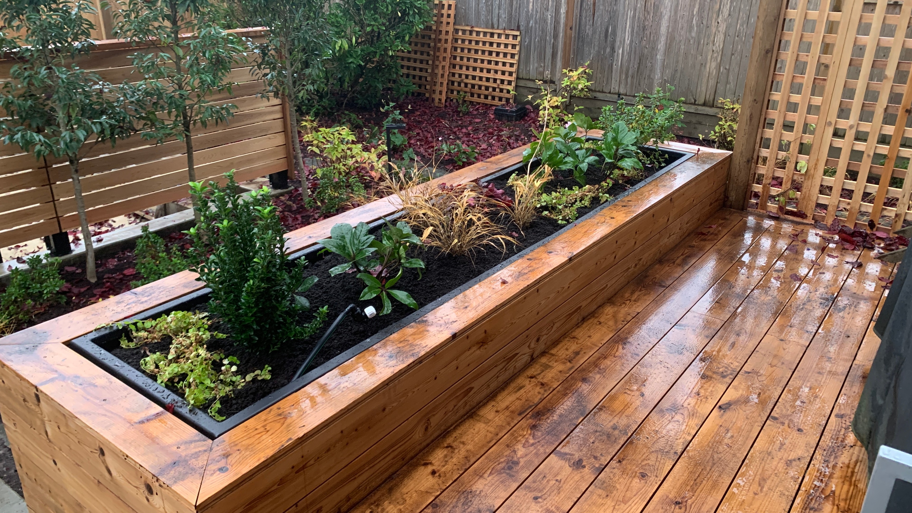 Natural stone pavers, Garden boxes, Hedges and Outdoor Lighting at the West 15th project.